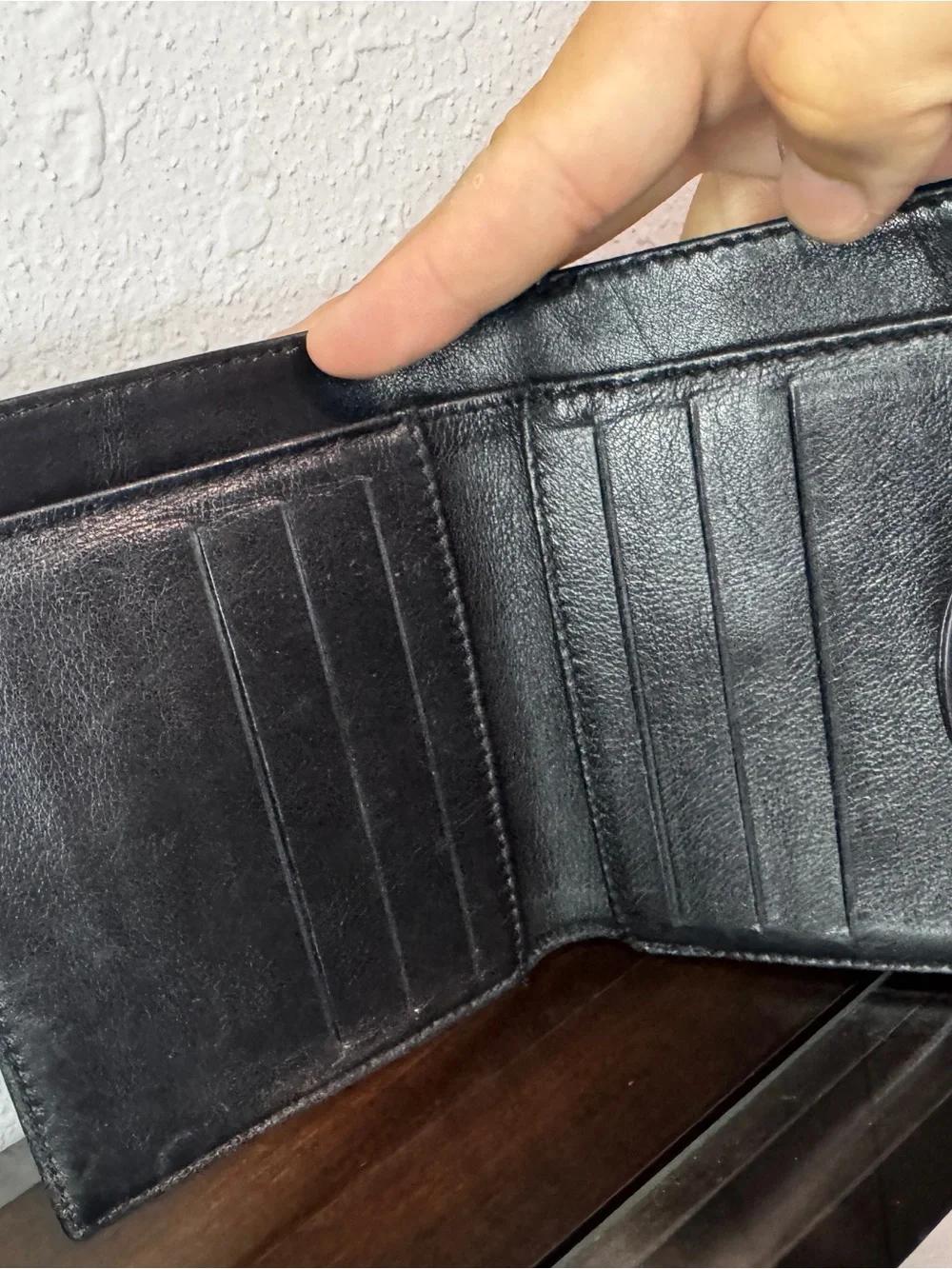 CHANEL Black Textured Caviar Leather Card Wallet with Interlocking CC